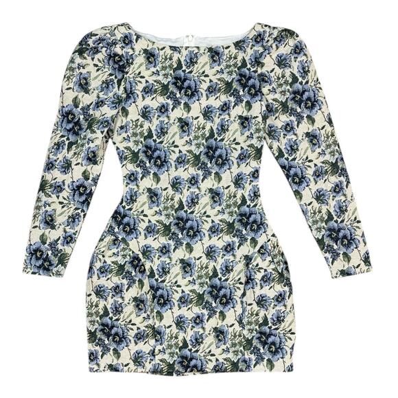 Majorelle Belinda Mini Dress Blue Multi Floral Canvas Long Sleeve Size XXS - Picture 3 of 10